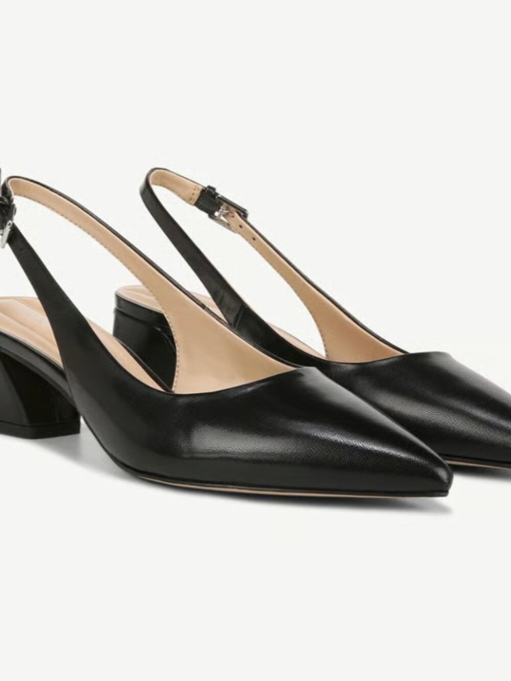 Franco Sarto Women's Racer Slingback pumps in black leather. 
